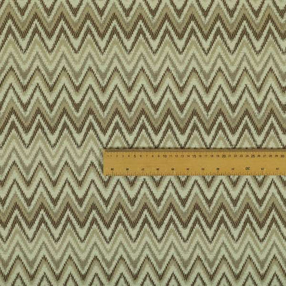 Zanzibar Chevron Pattern Soft Textured Chenille Material Cream Beige Colour Upholstery Fabrics - Made To Measure Curtains