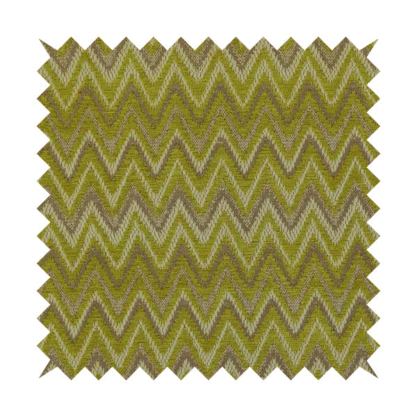 Zanzibar Chevron Pattern Soft Textured Chenille Material Green Colour Upholstery Fabrics