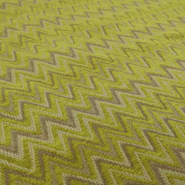 Zanzibar Chevron Pattern Soft Textured Chenille Material Green Colour Upholstery Fabrics - Roman Blinds