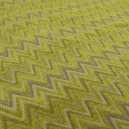 Zanzibar Chevron Pattern Soft Textured Chenille Material Green Colour Upholstery Fabrics - Made To Measure Curtains