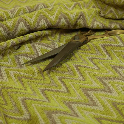 Zanzibar Chevron Pattern Soft Textured Chenille Material Green Colour Upholstery Fabrics - Handmade Cushions