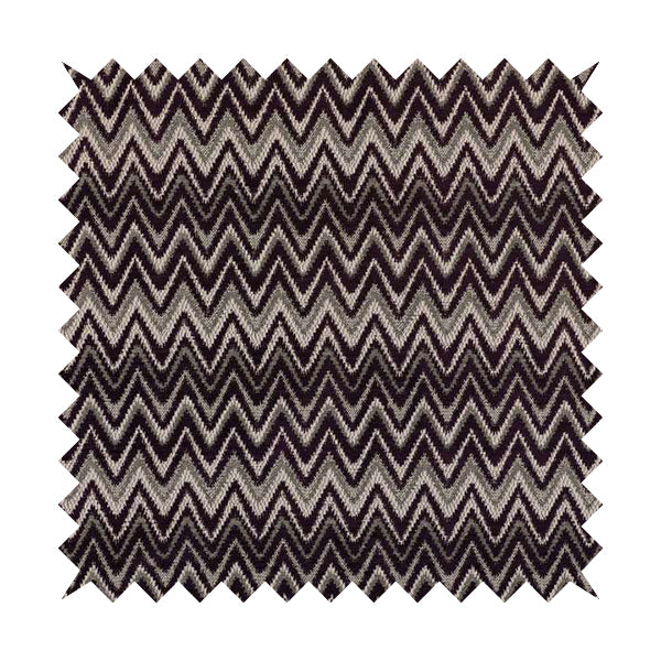 Zanzibar Chevron Pattern Soft Textured Chenille Material Purple Colour Upholstery Fabrics - Roman Blinds