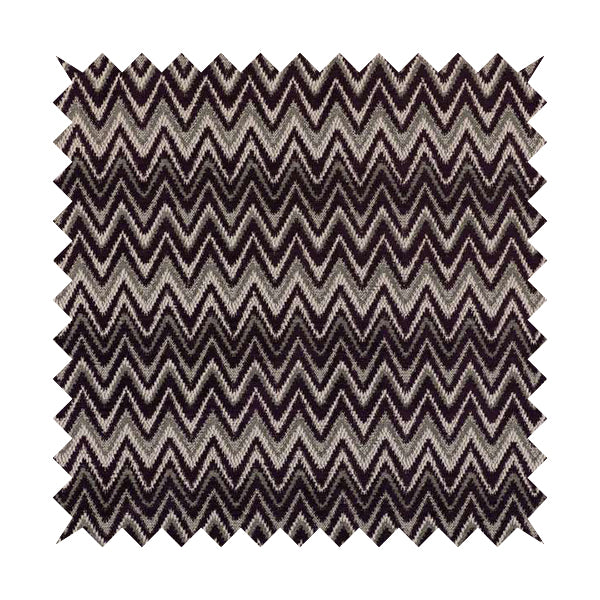 Zanzibar Chevron Pattern Soft Textured Chenille Material Purple Colour Upholstery Fabrics