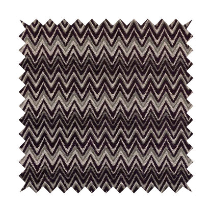 Zanzibar Chevron Pattern Soft Textured Chenille Material Purple Colour Upholstery Fabrics