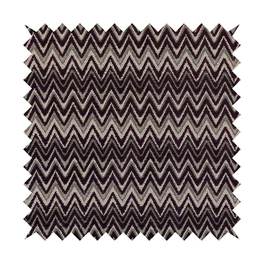 Zanzibar Chevron Pattern Soft Textured Chenille Material Purple Colour Upholstery Fabrics