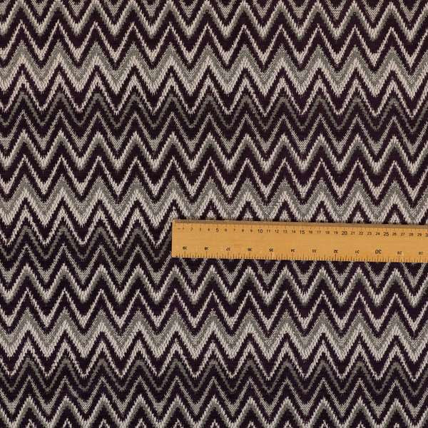 Zanzibar Chevron Pattern Soft Textured Chenille Material Purple Colour Upholstery Fabrics - Handmade Cushions