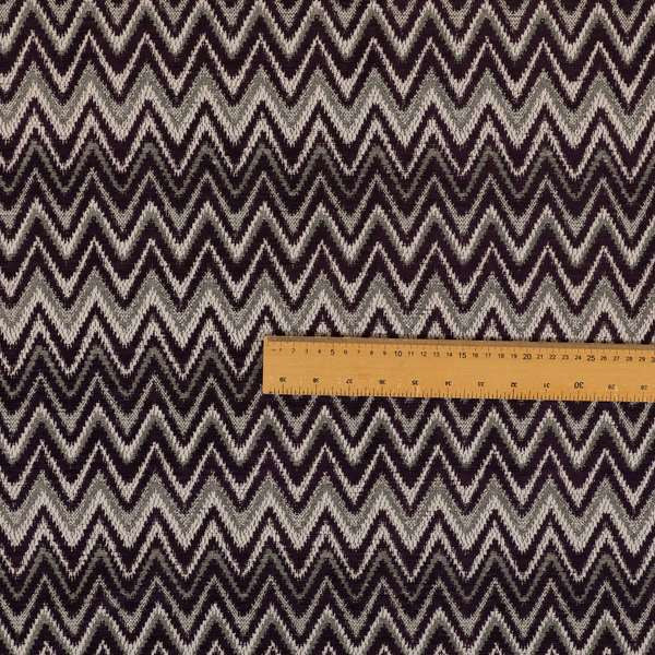 Zanzibar Chevron Pattern Soft Textured Chenille Material Purple Colour Upholstery Fabrics