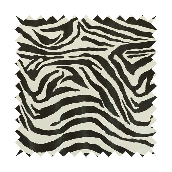 Zebra Print Animal Faux Leather Vinyl Black White Stripe Upholstery Fabric
