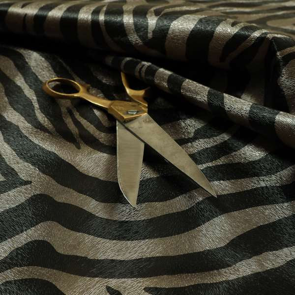 Zebra Print Animal Faux Leather Vinyl Violet Black Stripe Upholstery Fabric