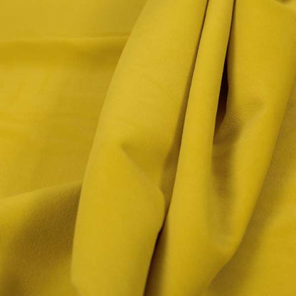 Zouk Plain Durable Velvet Brushed Cotton Effect Upholstery Fabric Bumblebee Yellow Colour - Made To Measure Curtains