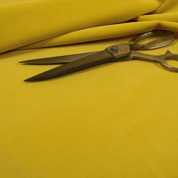 Zouk Plain Durable Velvet Brushed Cotton Effect Upholstery Fabric Bumblebee Yellow Colour