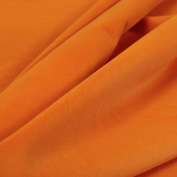 Zouk Plain Durable Velvet Brushed Cotton Effect Upholstery Fabric Flame Orange Colour