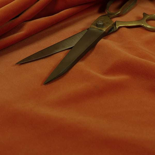 Zouk Plain Durable Velvet Brushed Cotton Effect Upholstery Fabric Burnt Orange Colour