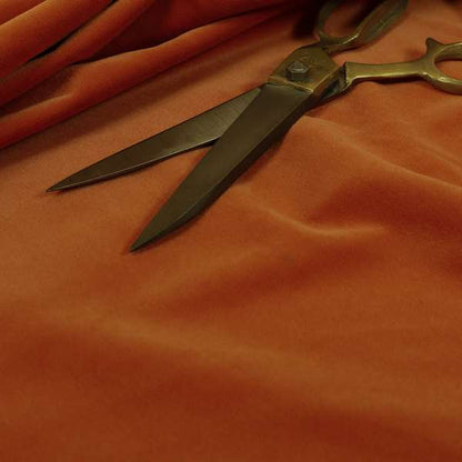 Zouk Plain Durable Velvet Brushed Cotton Effect Upholstery Fabric Burnt Orange Colour