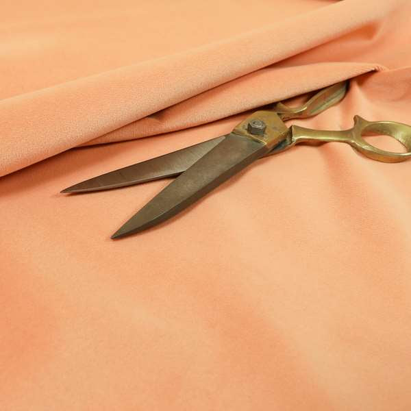 Zouk Plain Durable Velvet Brushed Cotton Effect Upholstery Fabric Peach Orange Colour - Made To Measure Curtains