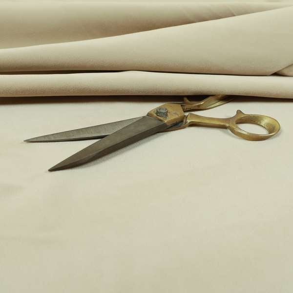 Zouk Plain Durable Velvet Brushed Cotton Effect Upholstery Fabric Beige Colour - Made To Measure Curtains