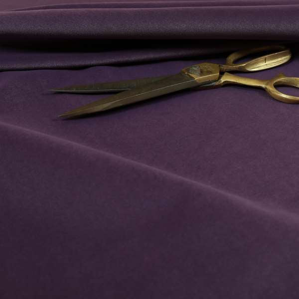 Zouk Plain Durable Velvet Brushed Cotton Effect Upholstery Fabric Raisin Purple Colour