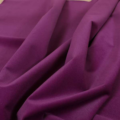 Zouk Plain Durable Velvet Brushed Cotton Effect Upholstery Fabric Violet Purple Colour