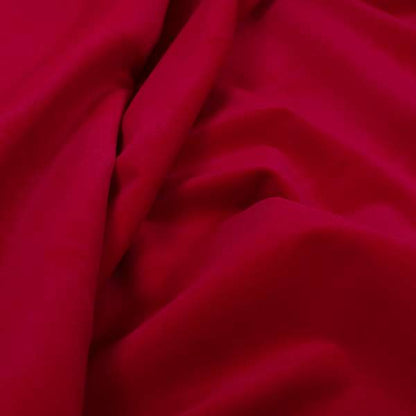 Zouk Plain Durable Velvet Brushed Cotton Effect Upholstery Fabric Scarlet Red Colour