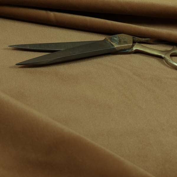 Zouk Plain Durable Velvet Brushed Cotton Effect Upholstery Fabric Tan Brown Colour - Made To Measure Curtains