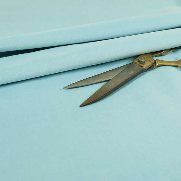 Zouk Plain Durable Velvet Brushed Cotton Effect Upholstery Fabric Sky Blue Colour - Made To Measure Curtains