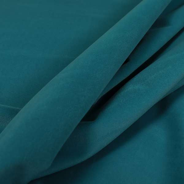 Zouk Plain Durable Velvet Brushed Cotton Effect Upholstery Fabric Azure Blue Colour - Made To Measure Curtains