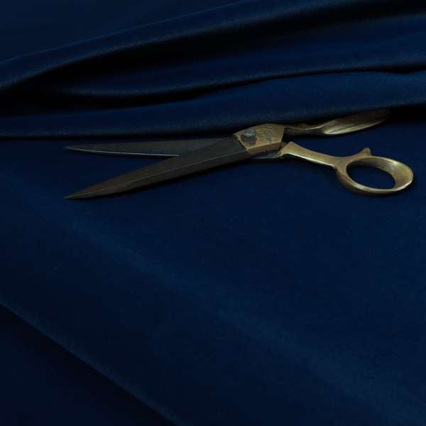 Zouk Plain Durable Velvet Brushed Cotton Effect Upholstery Fabric Indigo Blue Colour - Roman Blinds