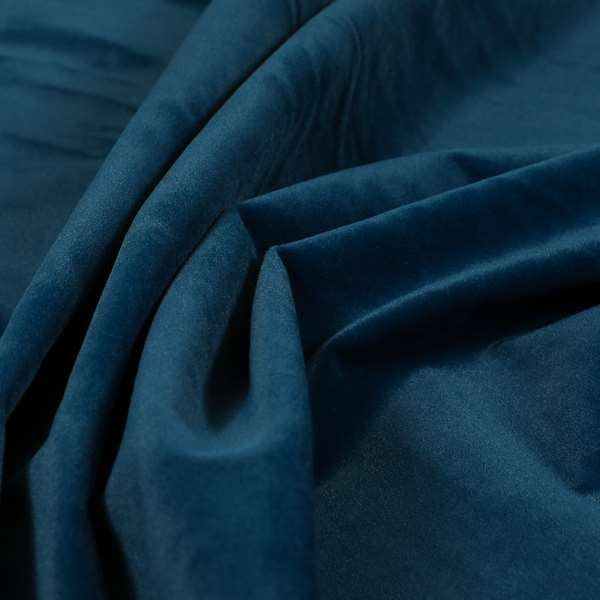 Zouk Plain Durable Velvet Brushed Cotton Effect Upholstery Fabric Navy Blue Colour - Roman Blinds