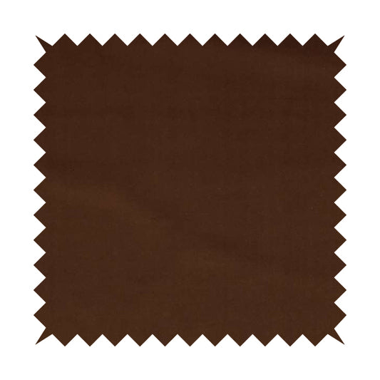 Zouk Plain Durable Velvet Brushed Cotton Effect Upholstery Fabric Cinnamon Brown Colour