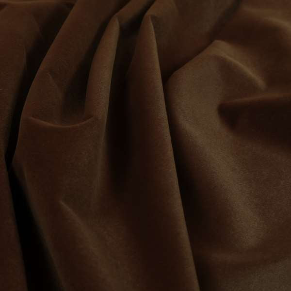 Zouk Plain Durable Velvet Brushed Cotton Effect Upholstery Fabric Cinnamon Brown Colour - Made To Measure Curtains