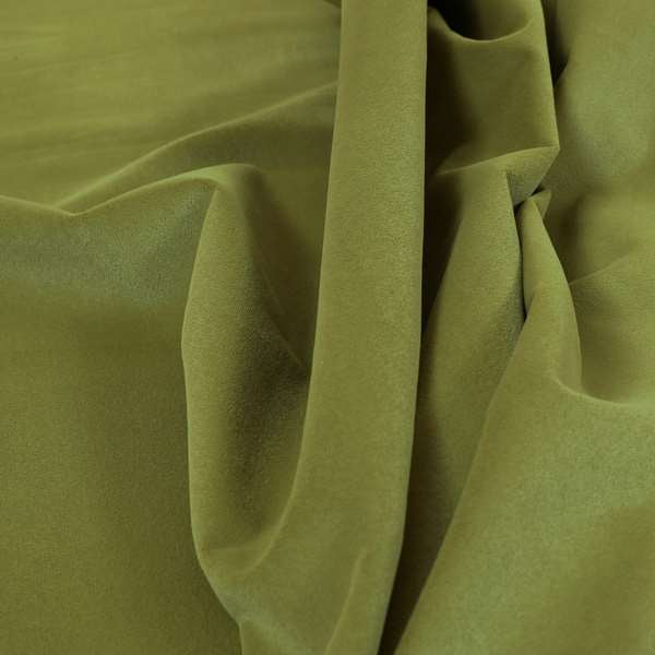 Zouk Plain Durable Velvet Brushed Cotton Effect Upholstery Fabric Pear Green Colour - Made To Measure Curtains