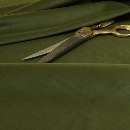 Zouk Plain Durable Velvet Brushed Cotton Effect Upholstery Fabric Juniper Green Colour - Made To Measure Curtains