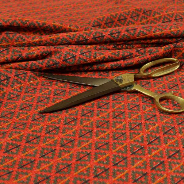 Red Grey Purple Orange Colour Medallion Uniformed Pattern Upholstery Fabric JO-1171 - Roman Blinds